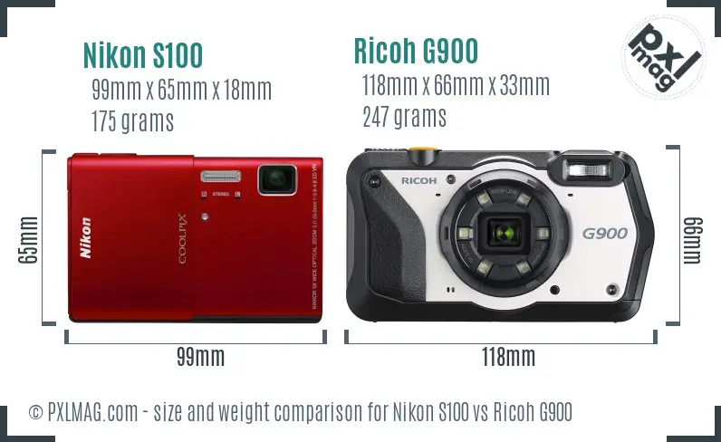 Nikon S100 vs Ricoh G900 size comparison Nikon S100 vs Ricoh G900 size comparison