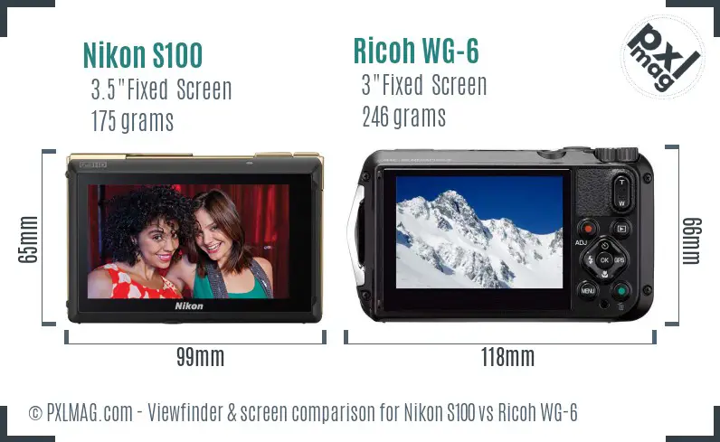 Nikon S100 vs Ricoh WG-6 Screen and Viewfinder comparison