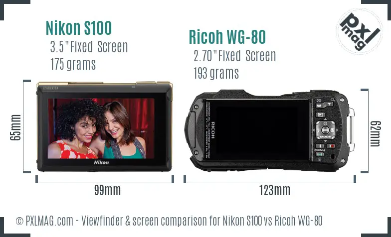 Nikon S100 vs Ricoh WG-80 Screen and Viewfinder comparison Nikon S100 vs Ricoh WG-80 Screen and Viewfinder comparison