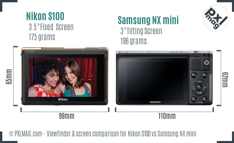 Nikon S100 vs Samsung NX mini Screen and Viewfinder comparison Nikon S100 vs Samsung NX mini Screen and Viewfinder comparison