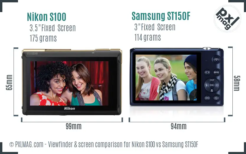Nikon S100 vs Samsung ST150F Screen and Viewfinder comparison Nikon S100 vs Samsung ST150F Screen and Viewfinder comparison