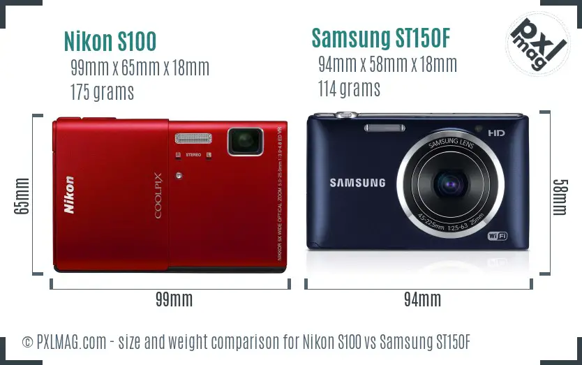 Nikon S100 vs Samsung ST150F size comparison Nikon S100 vs Samsung ST150F size comparison