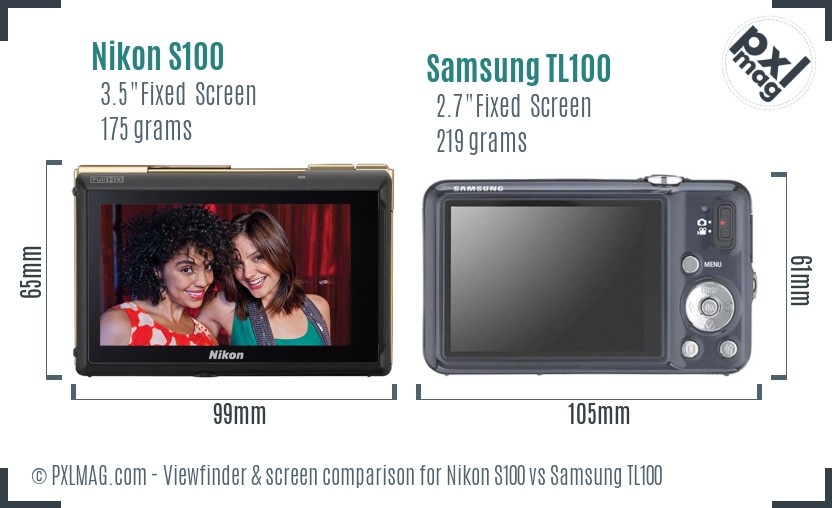 Nikon S100 vs Samsung TL100 Screen and Viewfinder comparison