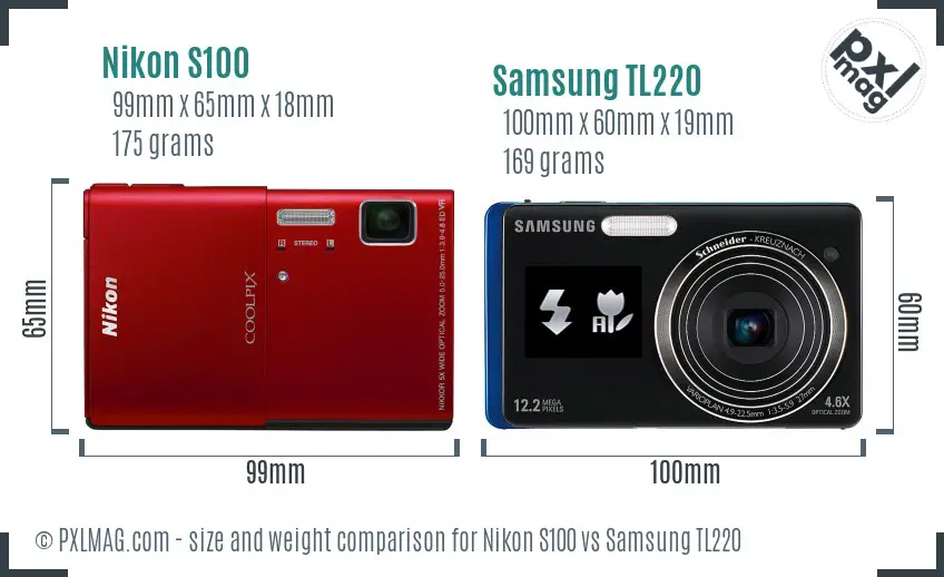 Nikon S100 vs Samsung TL220 size comparison