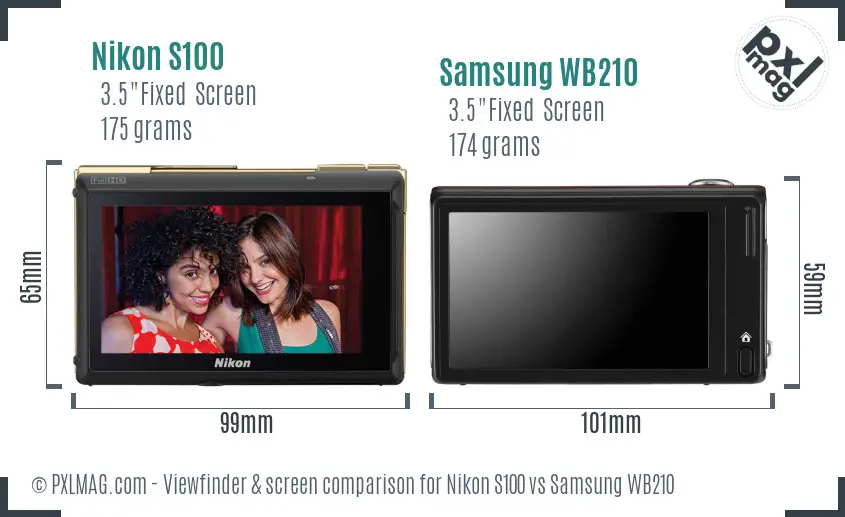 Nikon S100 vs Samsung WB210 Screen and Viewfinder comparison Nikon S100 vs Samsung WB210 Screen and Viewfinder comparison