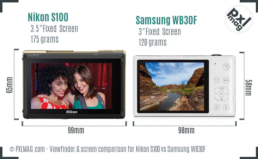 Nikon S100 vs Samsung WB30F Screen and Viewfinder comparison Nikon S100 vs Samsung WB30F Screen and Viewfinder comparison