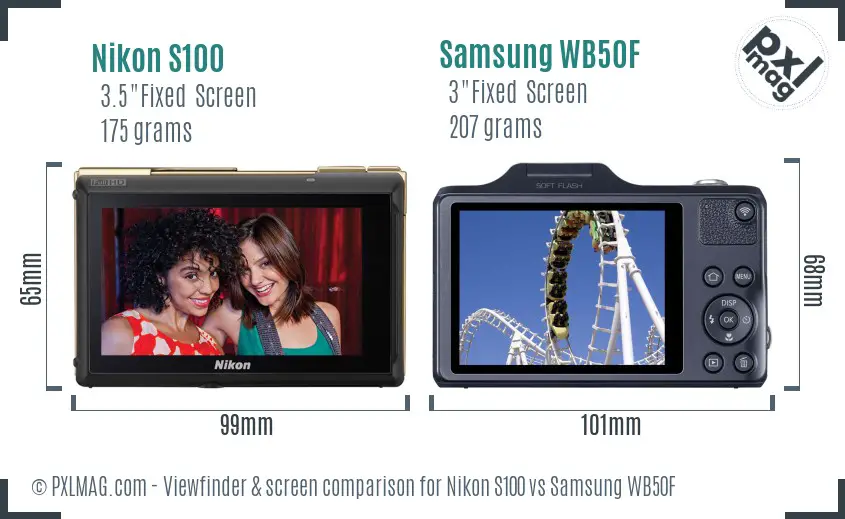 Nikon S100 vs Samsung WB50F Screen and Viewfinder comparison Nikon S100 vs Samsung WB50F Screen and Viewfinder comparison
