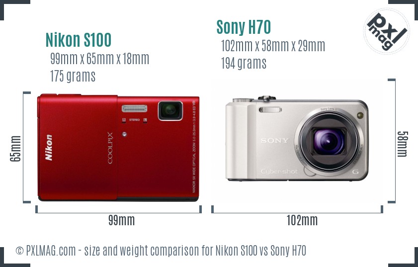 Nikon S100 vs Sony H70 size comparison Nikon S100 vs Sony H70 size comparison