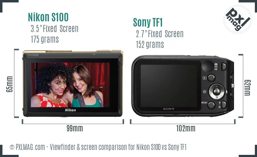 Nikon S100 vs Sony TF1 Screen and Viewfinder comparison
