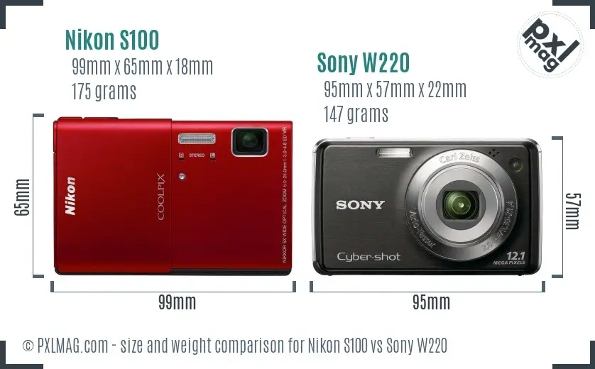 Nikon S100 vs Sony W220 size comparison Nikon S100 vs Sony W220 size comparison