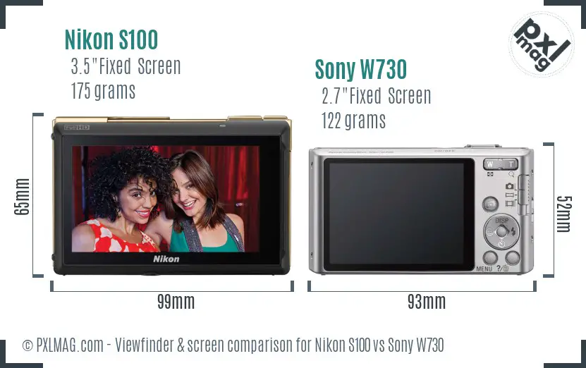 Nikon S100 vs Sony W730 Screen and Viewfinder comparison Nikon S100 vs Sony W730 Screen and Viewfinder comparison