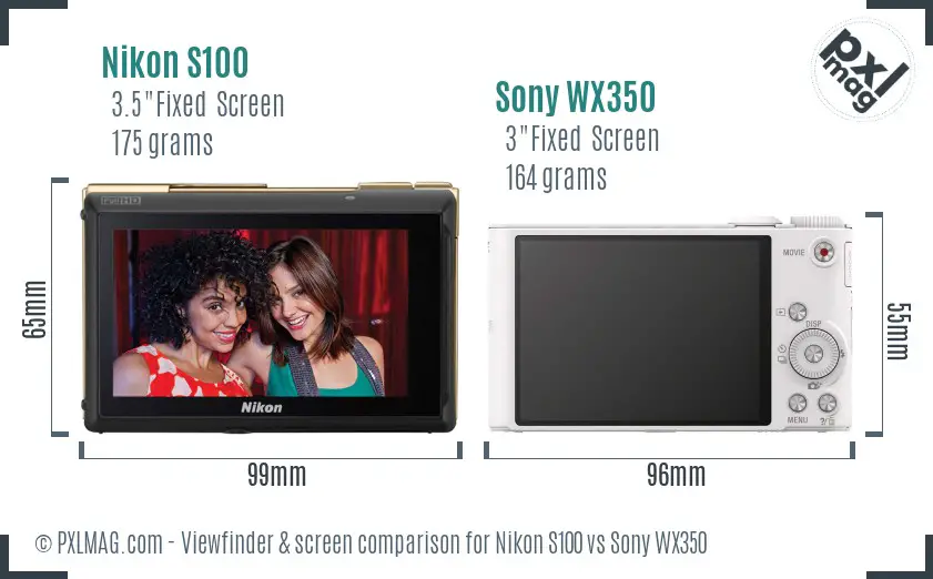 Nikon S100 vs Sony WX350 Screen and Viewfinder comparison Nikon S100 vs Sony WX350 Screen and Viewfinder comparison