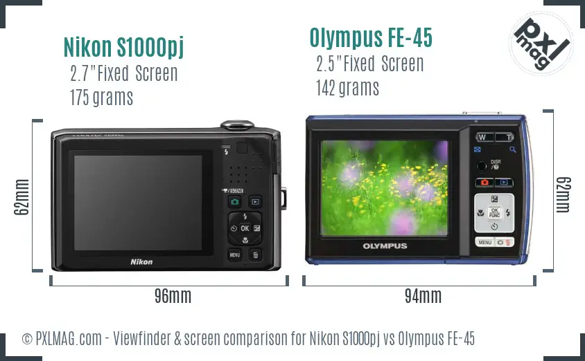 Nikon S1000pj vs Olympus FE-45 Screen and Viewfinder comparison Nikon S1000pj vs Olympus FE-45 Screen and Viewfinder comparison