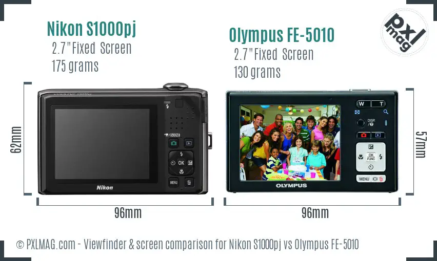 Nikon S1000pj vs Olympus FE-5010 Screen and Viewfinder comparison Nikon S1000pj vs Olympus FE-5010 Screen and Viewfinder comparison
