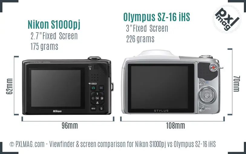 Nikon S1000pj vs Olympus SZ-16 iHS Screen and Viewfinder comparison Nikon S1000pj vs Olympus SZ-16 iHS Screen and Viewfinder comparison