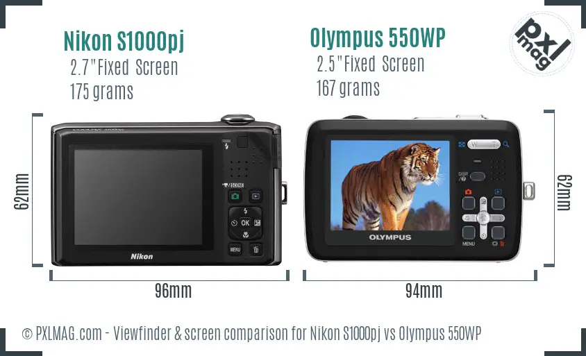 Nikon S1000pj vs Olympus 550WP Screen and Viewfinder comparison Nikon S1000pj vs Olympus 550WP Screen and Viewfinder comparison