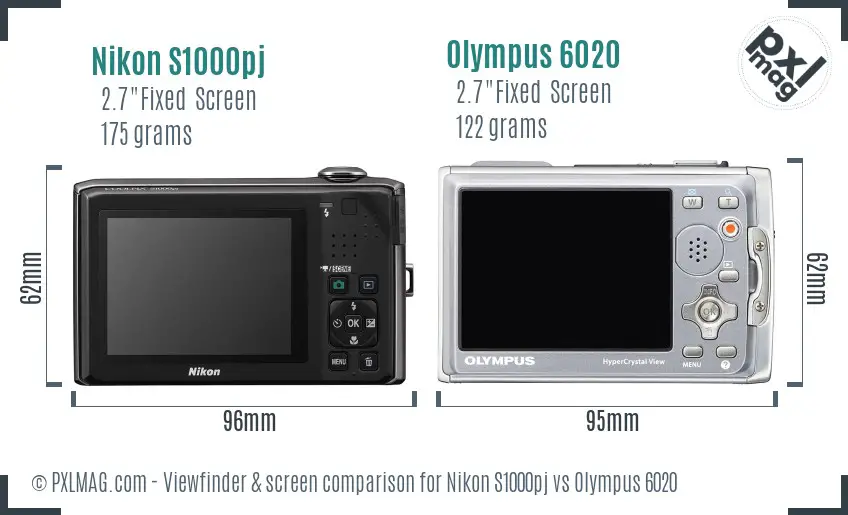 Nikon S1000pj vs Olympus 6020 Screen and Viewfinder comparison Nikon S1000pj vs Olympus 6020 Screen and Viewfinder comparison
