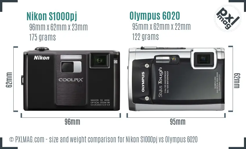 Nikon S1000pj vs Olympus 6020 size comparison Nikon S1000pj vs Olympus 6020 size comparison