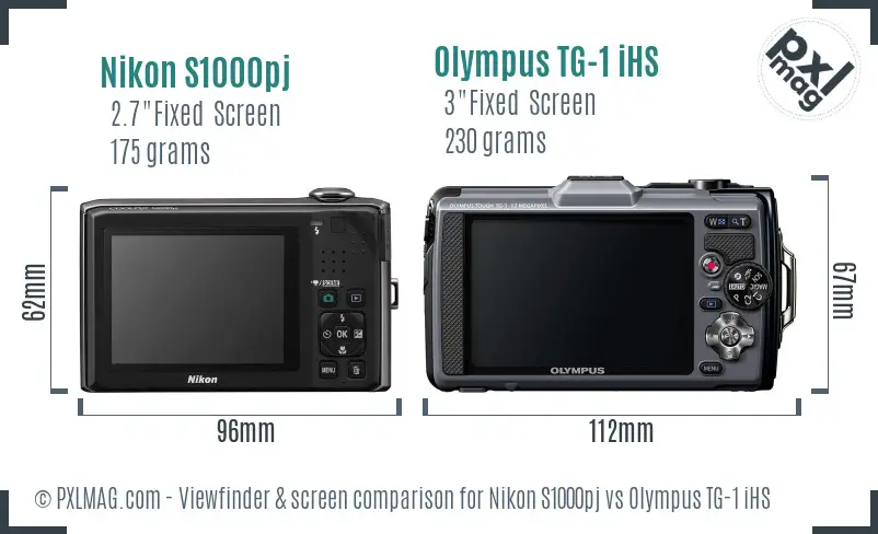 Nikon S1000pj vs Olympus TG-1 iHS Screen and Viewfinder comparison
