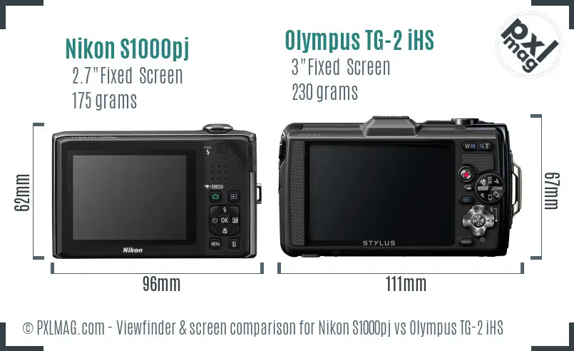 Nikon S1000pj vs Olympus TG-2 iHS Screen and Viewfinder comparison