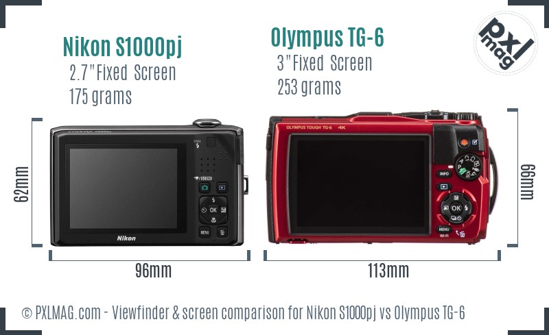 Nikon S1000pj vs Olympus TG-6 Screen and Viewfinder comparison