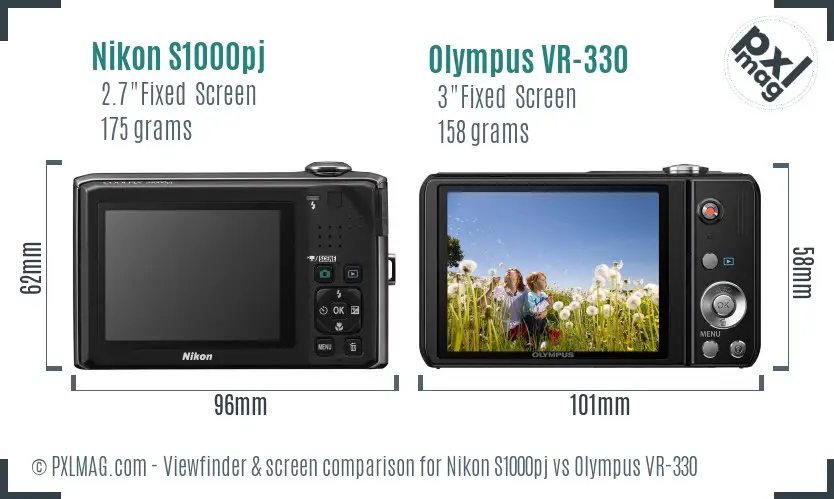 Nikon S1000pj vs Olympus VR-330 Screen and Viewfinder comparison Nikon S1000pj vs Olympus VR-330 Screen and Viewfinder comparison