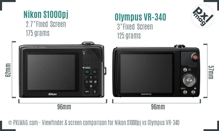 Nikon S1000pj vs Olympus VR-340 Screen and Viewfinder comparison Nikon S1000pj vs Olympus VR-340 Screen and Viewfinder comparison
