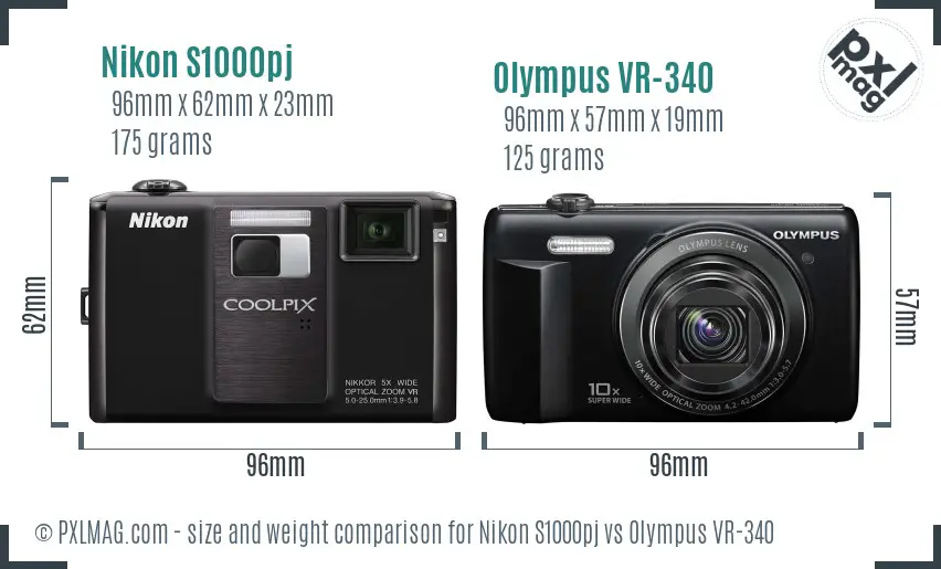 Nikon S1000pj vs Olympus VR-340 size comparison Nikon S1000pj vs Olympus VR-340 size comparison