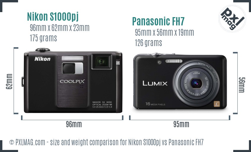 Nikon S1000pj vs Panasonic FH7 size comparison Nikon S1000pj vs Panasonic FH7 size comparison