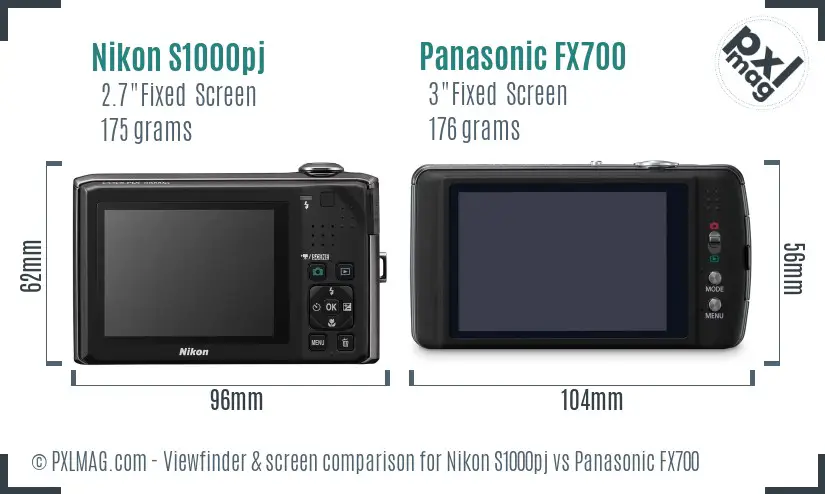 Nikon S1000pj vs Panasonic FX700 Screen and Viewfinder comparison Nikon S1000pj vs Panasonic FX700 Screen and Viewfinder comparison