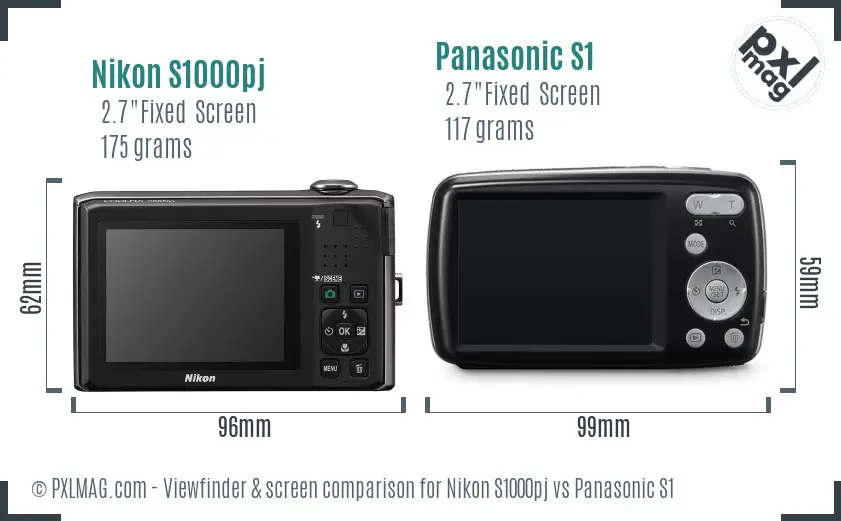 Nikon S1000pj vs Panasonic S1 Screen and Viewfinder comparison Nikon S1000pj vs Panasonic S1 Screen and Viewfinder comparison