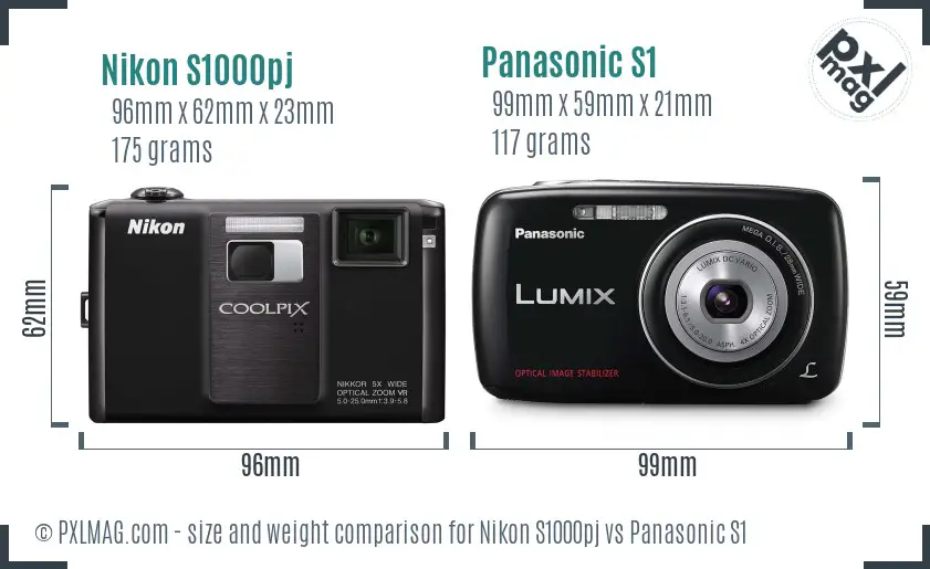 Nikon S1000pj vs Panasonic S1 size comparison Nikon S1000pj vs Panasonic S1 size comparison