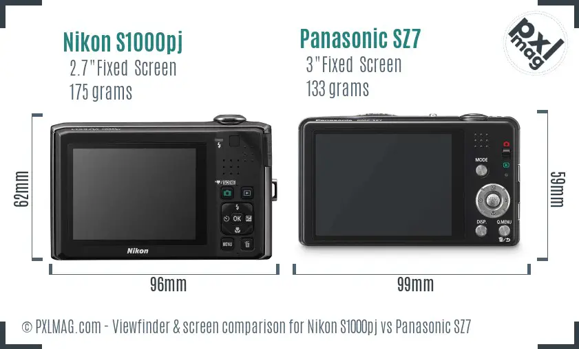 Nikon S1000pj vs Panasonic SZ7 Screen and Viewfinder comparison Nikon S1000pj vs Panasonic SZ7 Screen and Viewfinder comparison