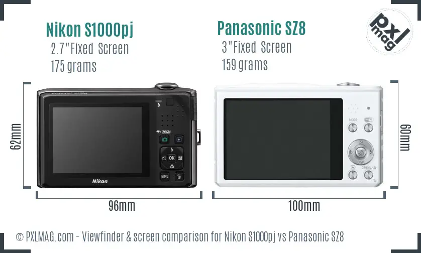 Nikon S1000pj vs Panasonic SZ8 Screen and Viewfinder comparison Nikon S1000pj vs Panasonic SZ8 Screen and Viewfinder comparison