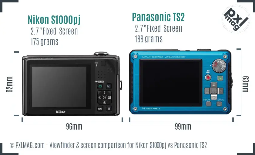 Nikon S1000pj vs Panasonic TS2 Screen and Viewfinder comparison Nikon S1000pj vs Panasonic TS2 Screen and Viewfinder comparison