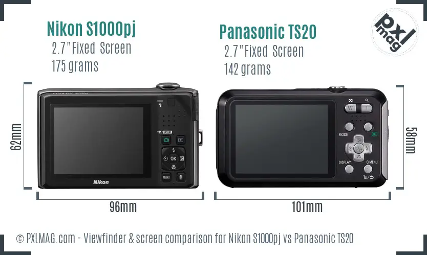Nikon S1000pj vs Panasonic TS20 Screen and Viewfinder comparison Nikon S1000pj vs Panasonic TS20 Screen and Viewfinder comparison