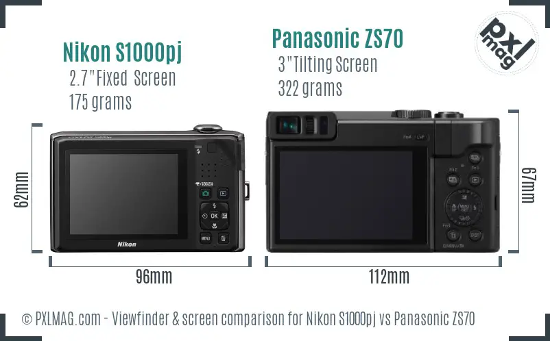 Nikon S1000pj vs Panasonic ZS70 Screen and Viewfinder comparison Nikon S1000pj vs Panasonic ZS70 Screen and Viewfinder comparison