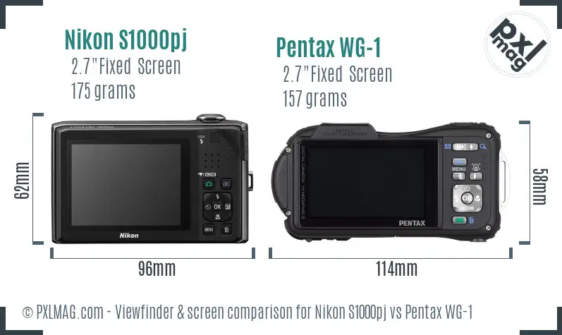 Nikon S1000pj vs Pentax WG-1 Screen and Viewfinder comparison