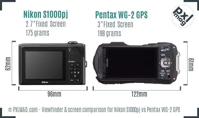 Nikon S1000pj vs Pentax WG-2 GPS Screen and Viewfinder comparison