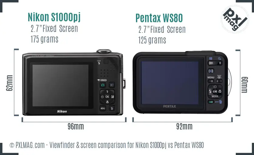 Nikon S1000pj vs Pentax WS80 Screen and Viewfinder comparison Nikon S1000pj vs Pentax WS80 Screen and Viewfinder comparison