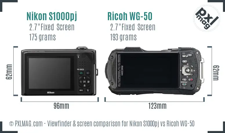 Nikon S1000pj vs Ricoh WG-50 Screen and Viewfinder comparison Nikon S1000pj vs Ricoh WG-50 Screen and Viewfinder comparison