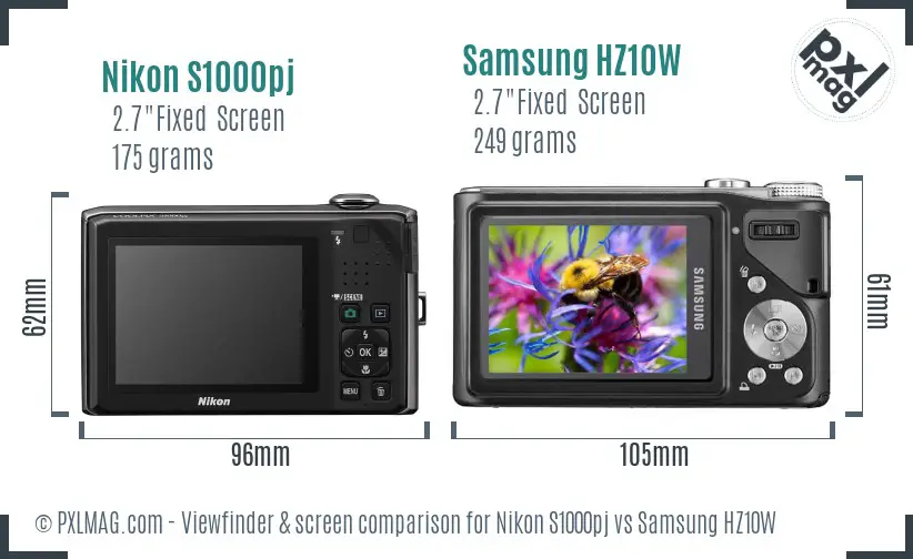 Nikon S1000pj vs Samsung HZ10W Screen and Viewfinder comparison Nikon S1000pj vs Samsung HZ10W Screen and Viewfinder comparison
