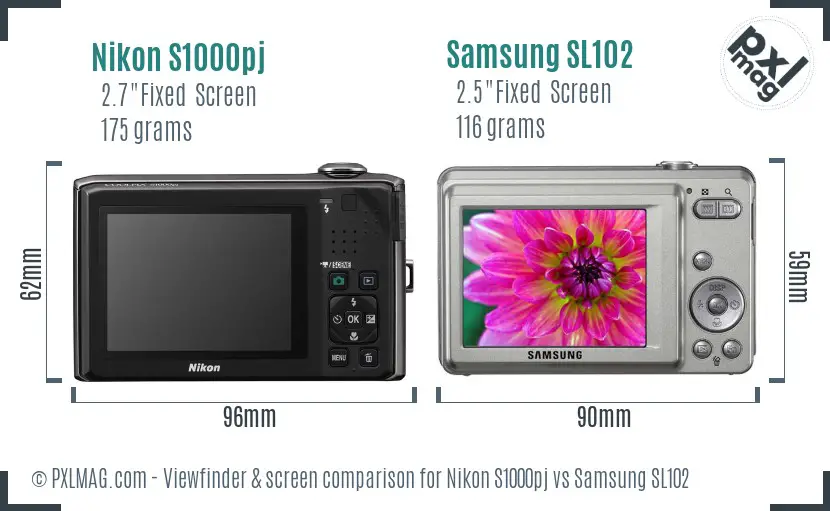 Nikon S1000pj vs Samsung SL102 Screen and Viewfinder comparison Nikon S1000pj vs Samsung SL102 Screen and Viewfinder comparison