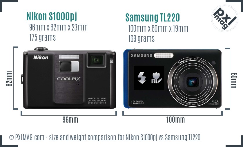 Nikon S1000pj vs Samsung TL220 size comparison Nikon S1000pj vs Samsung TL220 size comparison