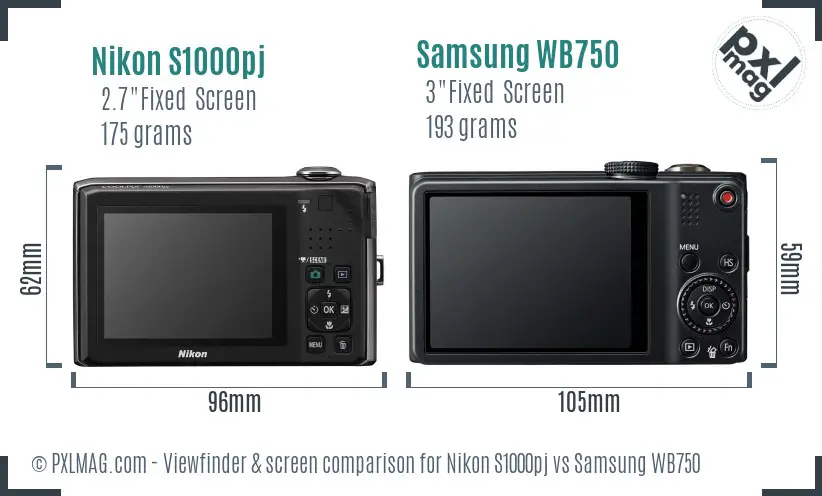 Nikon S1000pj vs Samsung WB750 Screen and Viewfinder comparison Nikon S1000pj vs Samsung WB750 Screen and Viewfinder comparison