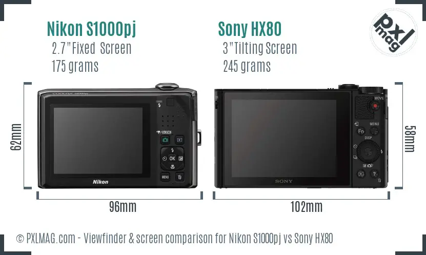Nikon S1000pj vs Sony HX80 Screen and Viewfinder comparison Nikon S1000pj vs Sony HX80 Screen and Viewfinder comparison