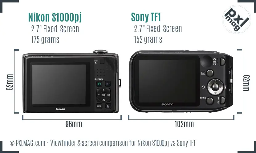 Nikon S1000pj vs Sony TF1 Screen and Viewfinder comparison