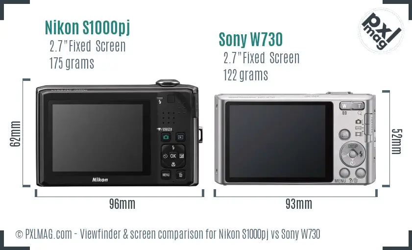 Nikon S1000pj vs Sony W730 Screen and Viewfinder comparison Nikon S1000pj vs Sony W730 Screen and Viewfinder comparison