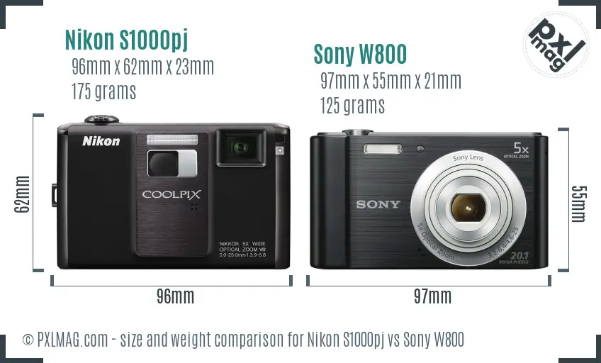 Nikon S1000pj vs Sony W800 size comparison Nikon S1000pj vs Sony W800 size comparison