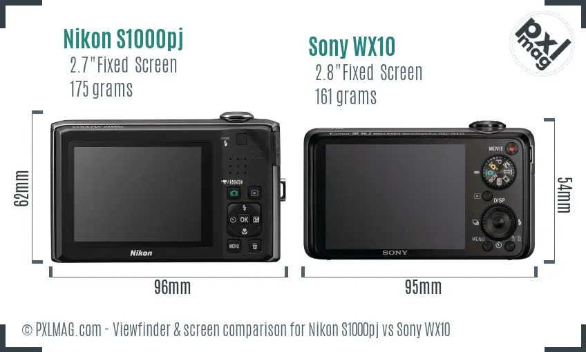 Nikon S1000pj vs Sony WX10 Screen and Viewfinder comparison Nikon S1000pj vs Sony WX10 Screen and Viewfinder comparison
